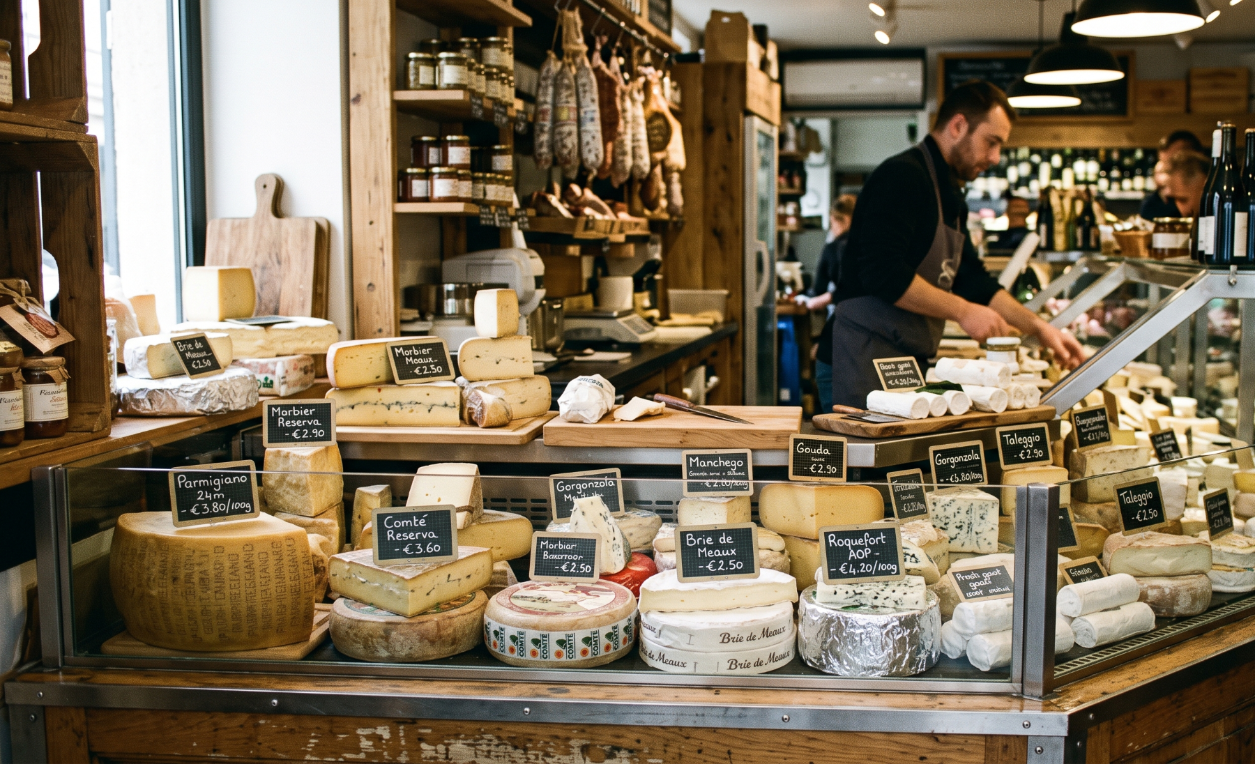European cheese and speciality food counter