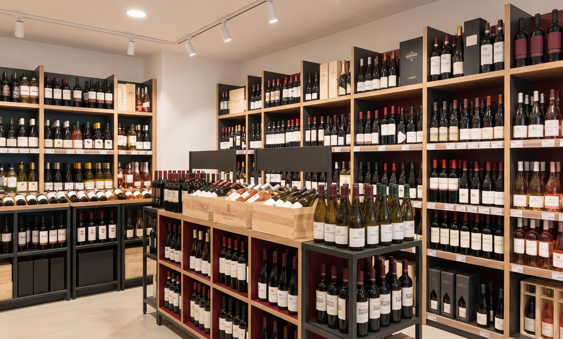 European wine shelves